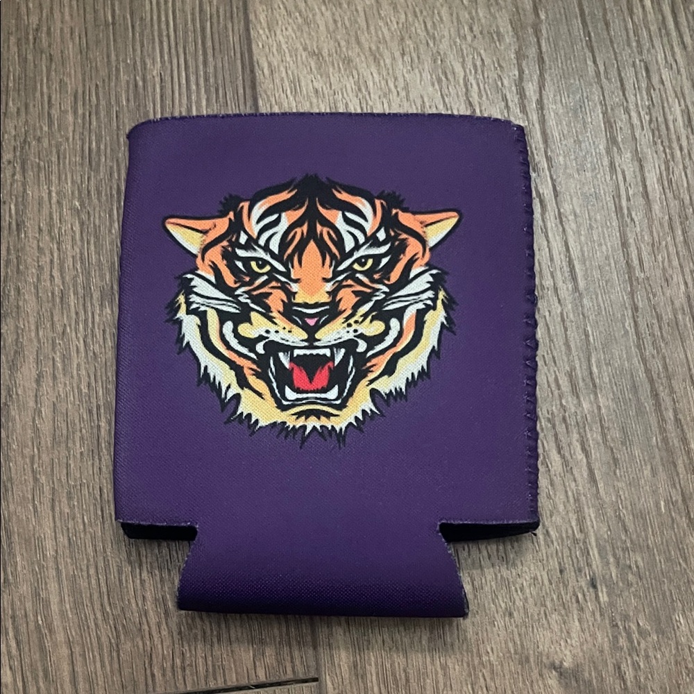Aviator Nation Purple Koozie with Blue Logo and Rainbow Stripe